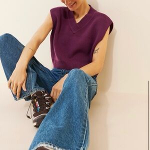 Free People Purple Sleeveless Knit Sweater Vest NWOT